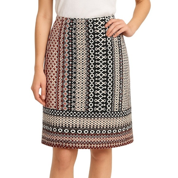 J.Crew Skirt 6 Drapey Pencil Crepe Multi-color Geometric Patterned Professional - Picture 1 of 10